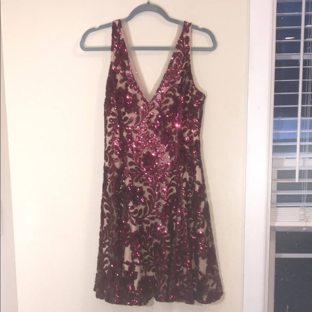 Belle badgley mischka cranberry dress